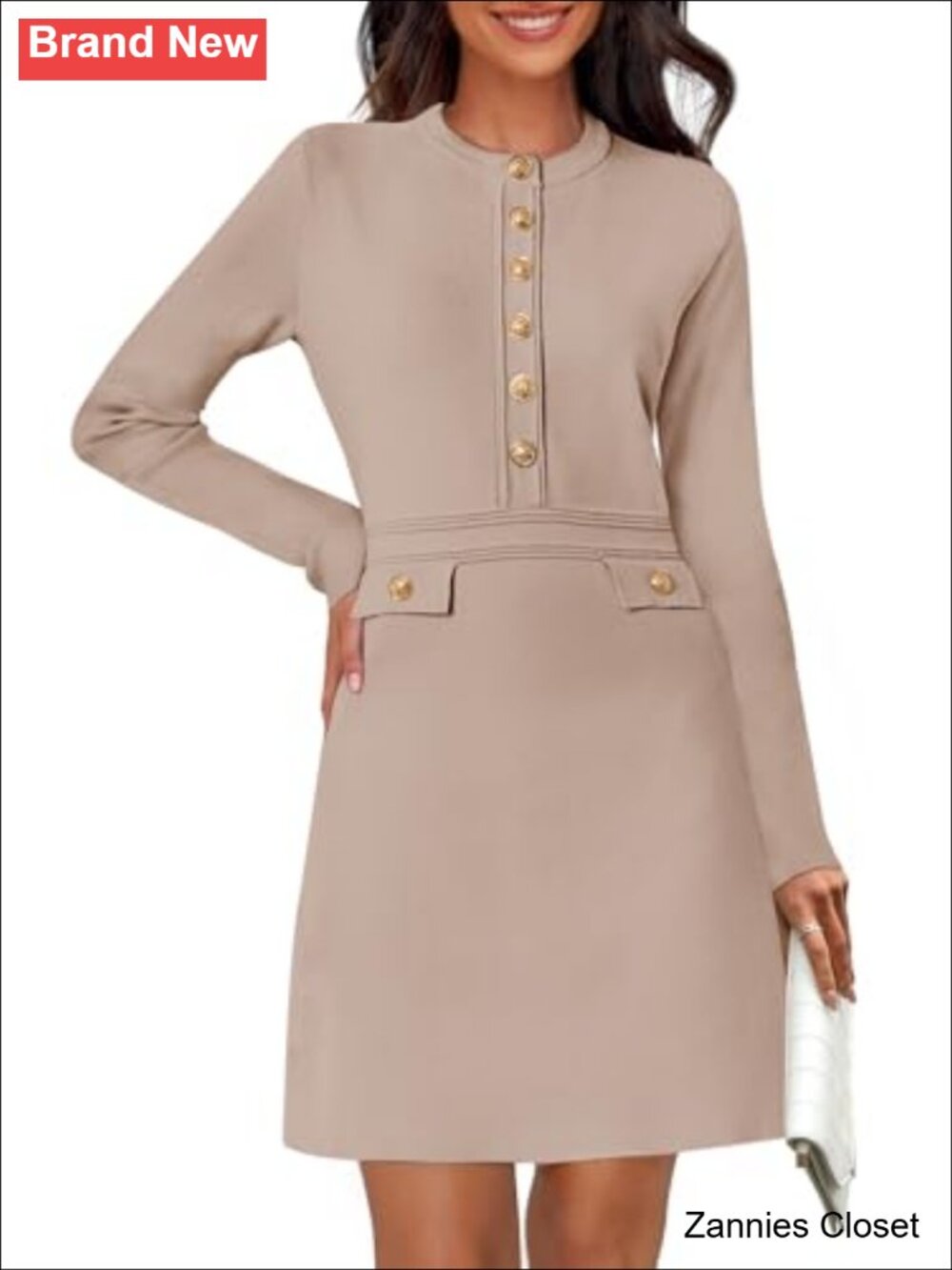 ✨MEROKEETY Women's Fall Business Work Sweater Dress Button Down Mini